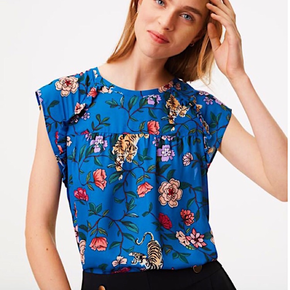 loft || tiger garden blue tank size XXS